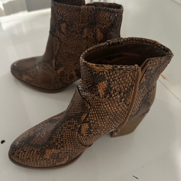 Brown Snake Print Ankle Boots - Picture 4 of 7